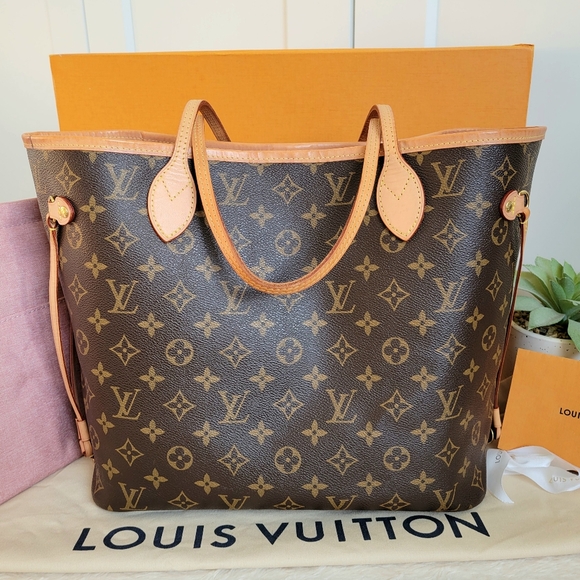 💕CLASSIC Louis Vuitton Neverfull MM Monogram "PEONY/Hot Pink Interior" Tote Bag - Picture 11 of 16